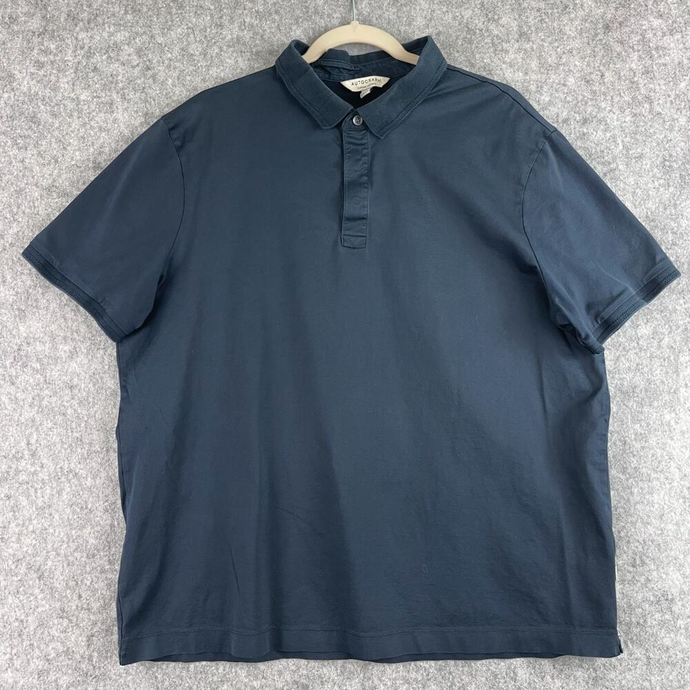 Autograph Polo Shirt Mens 2XL Blue Supima Cotton Short Sleeve Preppy‎ Classic